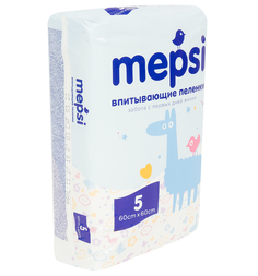 Пеленки Mepsi впитывающие 60х60 см, 5 шт