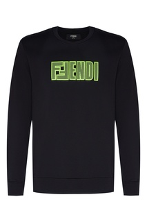 Черный свитшот с флуоресцентным логотипом Fendi
