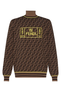 Коричневая водолазка с монограммами Fendi