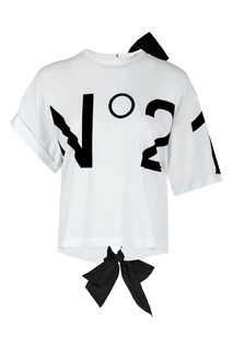 Белая футболка с асимметричной отделкой No21
