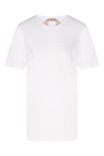 Белая футболка с крупным логотипом No21