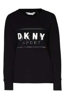 Черный свитшот с контрастным логотипом Dkny
