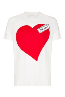 Белая футболка с сердцем Prada