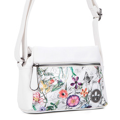 Белая сумка из экокожи с цветочным принтом Rieker