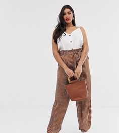 Брюки в полоску с присборенным поясом Koko - Мульти