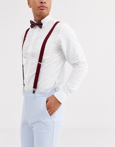 Бордовый галстук-бабочка и подтяжки с цветочным принтом ASOS DESIGN Wedding - Красный
