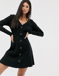 Чайное платье в рубчик с пуговицами ASOS DESIGN - Черный