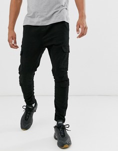 Черные облегающие брюки карго в стиле милитари Brave Soul - Черный