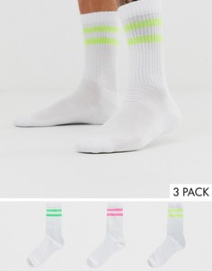 3 пары носков с неоновыми полосками Brave Soul - Белый
