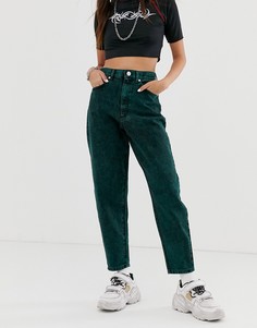Зеленые джинсы бойфренда со свободными штанинами и эффектом кислотной стирки ASOS DESIGN - Зеленый