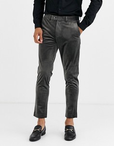 Бархатные зауженные брюки укороченного кроя Gianni Feraud - Серый
