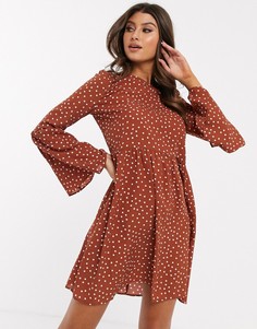Свободное платье мини в горошек с рукавами клеш ASOS DESIGN - Мульти