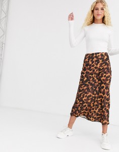Юбка-комбинация миди косого кроя с черепаховым рисунком ASOS DESIGN - Мульти