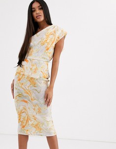 Платье миди на одно плечо с принтом ASOS DESIGN - Мульти