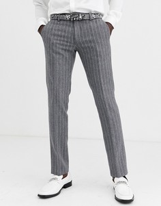 Серые супероблегающие брюки в полоску Twisted Tailor - Серый