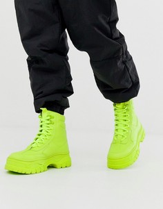 Ботинки из искусственной кожи неоново-зеленого цвета на массивной подошве и со шнуровкой ASOS DESIGN - Зеленый