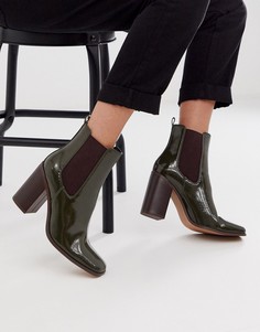 Зеленые лакированные ботинки челси на каблуке ASOS DESIGN River - Зеленый