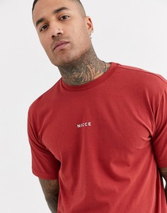 Бордовая футболка с логотипом на груди Nicce - Красный
