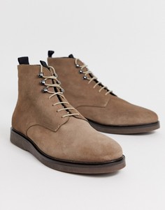 Серо-коричневые замшевые ботинки на шнуровке H By Hudson Battle - Бежевый