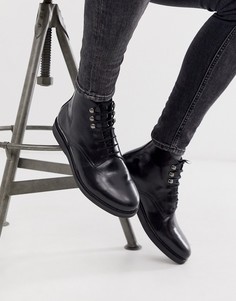 Черные блестящие ботинки на шнуровке H By Hudson Battle - Черный