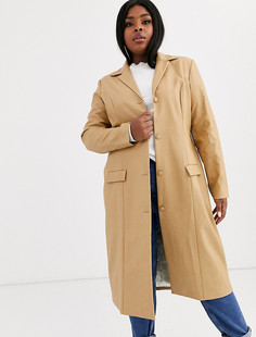 Удлиненная куртка из искусственной кожи в винтажном стиле UNIQUE21 Hero Plus - Бежевый