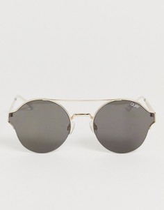 Круглые золотистые солнцезащитные очки Quay Australia Roadie - Золотой