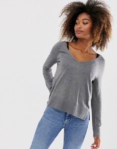 Серый базовый oversize-джемпер с V-образным вырезом Stradivarius - Серый