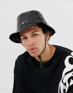 Черная виниловая шляпа с неоновыми завязками ASOS DESIGN - Черный