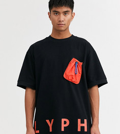 Черная oversize-футболка с карманом в стиле милитари LYPH - Черный