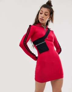 Облегающее платье с молнией и поясом O Mighty - Красный Omighty