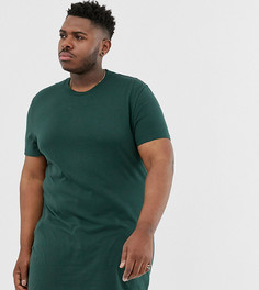 Зеленая удлиненная футболка с круглым вырезом ASOS DESIGN Plus - Зеленый
