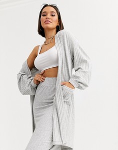 Кардиган для дома в рубчик и с капюшоном ASOS DESIGN - Серый