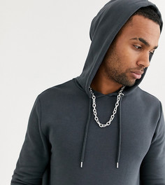 Худи черного цвета удлиненного кроя ASOS DESIGN Tall - Серый