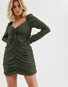 Облегающее платье мини со сборками Vestire - Зеленый
