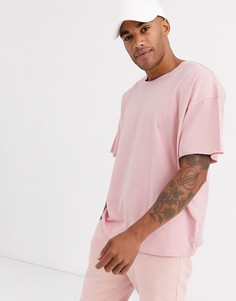 Розовая oversize-футболка с необработанным воротом ASOS DESIGN - Розовый