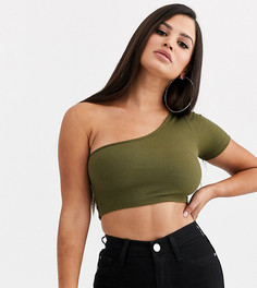 Короткий топ на одно плечо цвета хаки ASOS DESIGN Petite - Зеленый