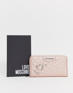 Большой кошелек из искусственной кожи на молнии с заклепками Love Moschino - Розовый