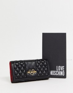 Большой стеганый кошелек из искусственной кожи на молнии Love Moschino - Черный