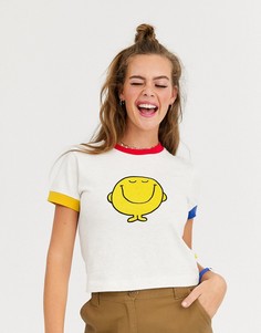 Футболка с контрастной отделкой Lazy Oaf x Mr Men - Белый