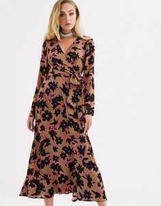 Платье миди с запахом, вырезом сбоку и цветочным принтом ASOS DESIGN - Мульти