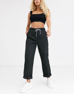 Черные стеганые джоггеры со шнурком на талии ASOS DESIGN - Черный