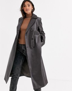 Тренч с эффектом крокодиловой кожи ASOS DESIGN - Коричневый