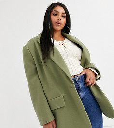 Пальто шалфейного цвета в винтажном стиле ASOS DESIGN Curve - Бежевый