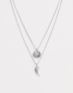 Серебристое ожерелье-цепочка в несколько рядов с подвесками Uncommon Souls - Серебряный