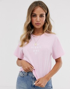 Розовая футболка с надписью Miss Selfridge - Розовый
