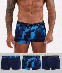 Боксеры-брифы синего цвета с камуфляжным принтом Diesel - Набор из 3 пар - Темно-синий
