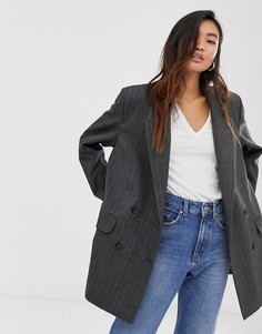 Oversize-пиджак в винтажном стиле в тонкую полоску серого цвета Weekday - Мульти