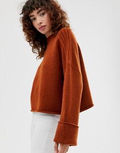Oversize-джемпер из переработанного материала с отворотами на рукавах ASOS DESIGN - Коричневый
