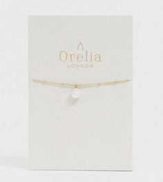 Позолоченный браслет-цепочка с искусственным жемчугом Orelia - Золотой