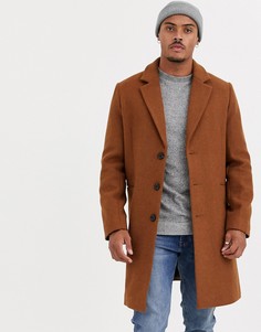 Светло-коричневое пальто с добавлением шерсти ASOS DESIGN - Красный